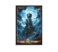 Vintage Poster The Tower Tarot Card Poster Wall Art Print Retro Aesthetic Room Decor Office Decorations 08x12inch(20x30cm) Unframe-style