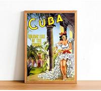 Vintage Poster Tourism Visit Cuba Photo Wall Art Picture Poster A4