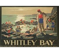 Vintage Poster Whitley Bay Sea Resourt Photo Wall Art Picture Poster A4
