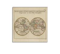 Vintage Poster World Map Or General Map of The Earth in Two Hemispheres Poster Wall Art Print Retro Aesthetic Room Decor Painting Canvas Home And Office Decorations 20x20inch(50x50cm) Unframe-style