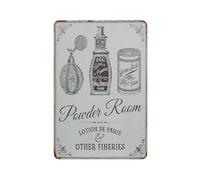 Vintage Powder Room Toiletry Set Advertisement: Parisian Elegance Metal Wall Decorative Tin Sign for Shops and Bars 8×12 Inch, 2D Flat