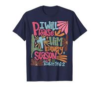 Vintage Praise Him In Every Season Boho Floral Drawn T-Shirt