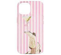 Vintage Preppy cowgirl Boot & Coquette Martini Pink Stripes Case for iPhone 15