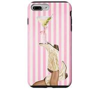 Vintage Preppy cowgirl Boot & Coquette Martini Pink Stripes Case for iPhone 7 Plus/8 Plus