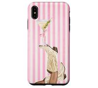 Vintage Preppy cowgirl Boot & Coquette Martini Pink Stripes Case for iPhone XS Max