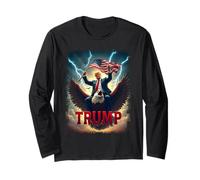 Vintage President Trump Riding an Eagle. Patriotic Political Long Sleeve T-Shirt