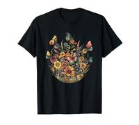 Vintage Pressed Flowers Butterflies Floral Boho Wildflowers T-Shirt