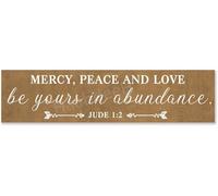 Vintage Primitive Metal Tin Sign Mercy, Peace And Love Be Yours In Abundance 12 Hanging Sign Funny Home Country Door Clubs Cave Garage Bar Patio Outdoor & Indoor Wall Decoration6x16 Inch