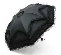 Vintage Princess Lace Sunny Rain Umbrella UPF 50+ UV Light Windproof Strong Auto Open/Close Anti-UV Portable Travel Umbrella Reflective Stripes Rain Sun Small Folding Backpack for Men and Women