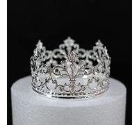 Vintage Princess Mini Crown Cake Topper Decoration For Baby Shower Birthday Wedding Christmas Princess Theme Party Decorations Newborn Photo Prop (Silver)