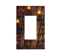 Vintage Printed Bookshelf Library Books Bookcase Single Rocker Wall Plate 1 Gang Decora Light Switch Cover Decorative Switchplate Outlet Faceplate for Living Room Decor Pretty Home Accessories