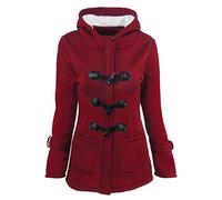 Vintage Printed Parka Outerwear Plus Size Loose Fit Overcoat Women Winter Jacket Horn Toggles Ladies Duffle Trench Coat Lightweight Windbreaker Jackets with Fur Hood Wool Blend Long Coats