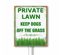 Vintage Private Lawn Keep Dogs Off The Grass Sign Clean After Your Dog No Pets Curb Your Dog Signs 18x22 CM Aluminum Plaque With Stake for Street Garden Lawn Neighborhoods