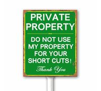 Vintage Private Property - Do Not Use My Property For Your Short Cuts Warning SignYard Signs with Stake Outdoor Aluminum Plaque Patio Garden Lawn Decor 18X22 CM Weatherproof Rust Free