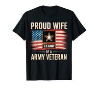 Vintage Proud Wife Of A Army Veteran With American Flag T-Shirt