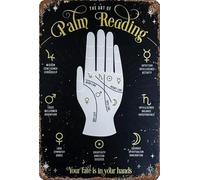Vintage Psychic Fortune Teller Chirology Palmistry Palm Reading Metal Sign Wall Sign Decor Palmistry Print Wall Poster Plaque 8x12 Inch