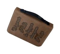 Vintage PU Bible Cover Case with Handle and Cross Print | Full Zipper Closure, Inner Pockets and Wristlet Strap, for Church, Study Groups, Documents
