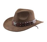 Vintage PU Leather Belt Hat Cosplay Costume Panama Hat Stage Performers Dancing Adult Ethnic Sueded All Matching Fashion