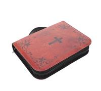 Vintage PU Leather Bible Carrying Case 11 x 8 x 2 Inch with Handle | Embossed cross design, protective book sleeve for church use, classic brown finish, comfortable grip for travel