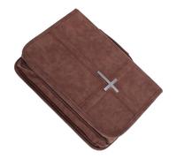 Vintage Pu Leather Bible Cover with Handle and Zipper, Brown