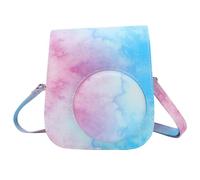 Vintage PU Leather Camera Bag Protective Cover for Instant Camera Mini11 with Adjustable Strap - Stylish Blue Pink (Blue Pink Color)