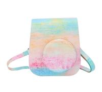 Vintage PU Leather Camera Bag Protective Cover for Instant Camera Mini11 with Adjustable Strap - Stylish Blue Pink (Oil Coloured)