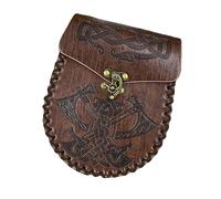 Vintage PU Leather Drawstring Pouch Bag - Small Medieval Coin Purse Belt Pouch Jewelry Storage Money Holder Gift Bag for Men, Women & Unisex