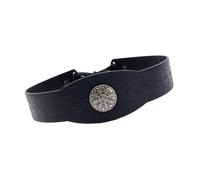 Vintage PU Leather Headband With Medieval Pattern Adjustable Hairband For Everyday Outfit Stage Performances Headwear