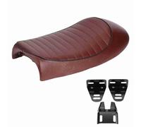Vintage PU Leather Motorcycle Cafe Racer Seat, Flat Saddle Cushion for CG125 GN CB400SS, Retro Style Replacement Seat with Mounting Brackets for Classic Bikes (A Style)