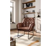 Vintage PU Leather Tufted Leisure Armchair with Metal Legs Living and Home Brown One Size