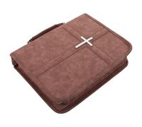 Vintage Pu Leather Zippered Bible Cover Carrying Bag with Pen