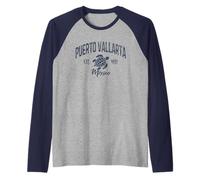 Vintage Puerto Vallarta Mexico Turtle Tropical Beach Retro Raglan Baseball Tee