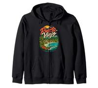 Vintage Puerto Viejo Costa Rica Travel Landmark Gift Zip Hoodie