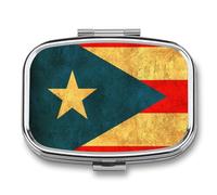 Vintage PuertoPR Flag Mini Pill Box Portable Vitamins Organizer 2 Compartment Square Pills Case for Pocket Purse