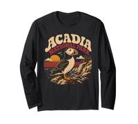 Vintage Puffin Acadia National Park Maine Long Sleeve T-Shirt