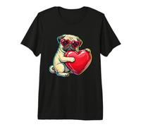 Vintage Pug Funny Youth Life Dad Mom Retro Dog Heart Meme Premium T-Shirt