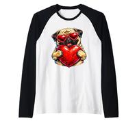 Vintage Pug Funny Youth Life Dad Mom Retro Dog Heart Meme Raglan Baseball Tee
