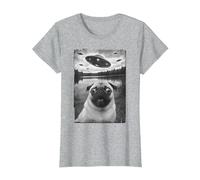 Vintage Pug UFO Encounters - Funny UFO and Pug Selfie T-Shirt, Women, Heather Grey, 3X-Large