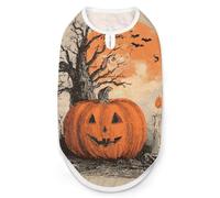 Vintage Pump-kin Scene Halloween Cute Dog Vest Pet Clothes Sleeveless Shirt