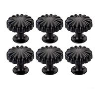 Vintage Pumpkin Cabinet Knobs, 6PCS Zinc Alloy Single Hole Door Handles Antique Brass Gold for Kitchen Cabinets Dressers Wardrobes(Black)