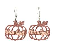 Vintage Pumpkin Drop Earring Simple Wooden Turkey Heart Thanksgiving Dangle Earring Autumn Holiday Jewelry for Women, metal wood, wood