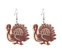 Vintage Pumpkin Drop Earring Simple Wooden Turkey Heart Thanksgiving Dangle Earring Autumn Holiday Jewelry for Women, metal wood, wood