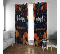Vintage Pumpkin Fall Kitchen Curtains Autumn Rustic Falling Leaves Room Darkening Window Drapes Thanksgiving Farmhouse Decor 42x45 Inch 2 Panels