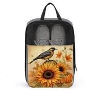 Vintage Pumpkin Sunflowers Birds Shoe Bag for Travel Daily Use Anti-dust Storage Carrier Golf Shoe Pouch