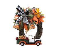 Vintage Pumpkin Truck Wreath-Acrylic Holiday Door Frame Garland Decoration Decor Fall Wreath Set of 2 (Multicolor-d, One Size)