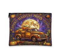 Vintage Pumpkins Truck Harvest Moon Design Autumn Makeup Bag 7x9 Inch