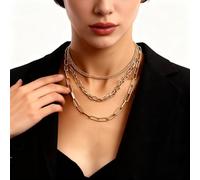 Vintage Punk Layered Chain Necklace Set, Multi-Style Geometric Link Choker for Women, Edgy Statement Neck Jewelry with Retro-Inspired Design