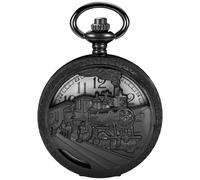 Vintage Punk Motorcycle Pocket Watch Quartz Bronze Steam Train Pocket Watch Men Women Gift for Christmas Birthday, CF1040-black
