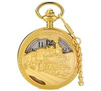 Vintage Punk Motorcycle Pocket Watch Quartz Bronze Steam Train Pocket Watch Men Women Gift for Christmas Birthday, CF1040-gold