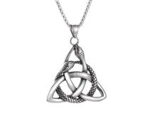 Vintage Punk Ouroboros Trinity Pendant Necklace for Men Women Nordic Celtic Knot Animal Snake Amulet Jewelry Gift